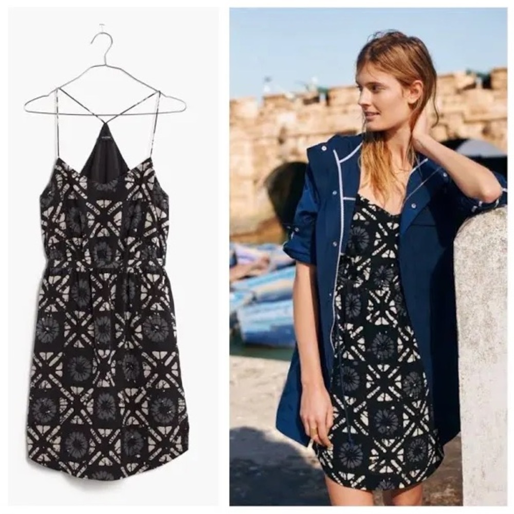 MADEWELL Starview Batik Grid Silk Cami Dress with pockets size 00; event dress